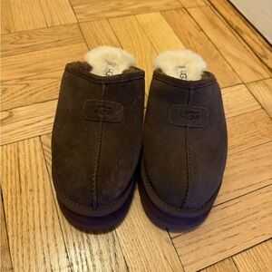 UGG Discoquette Shearling Slide in Dark Brown